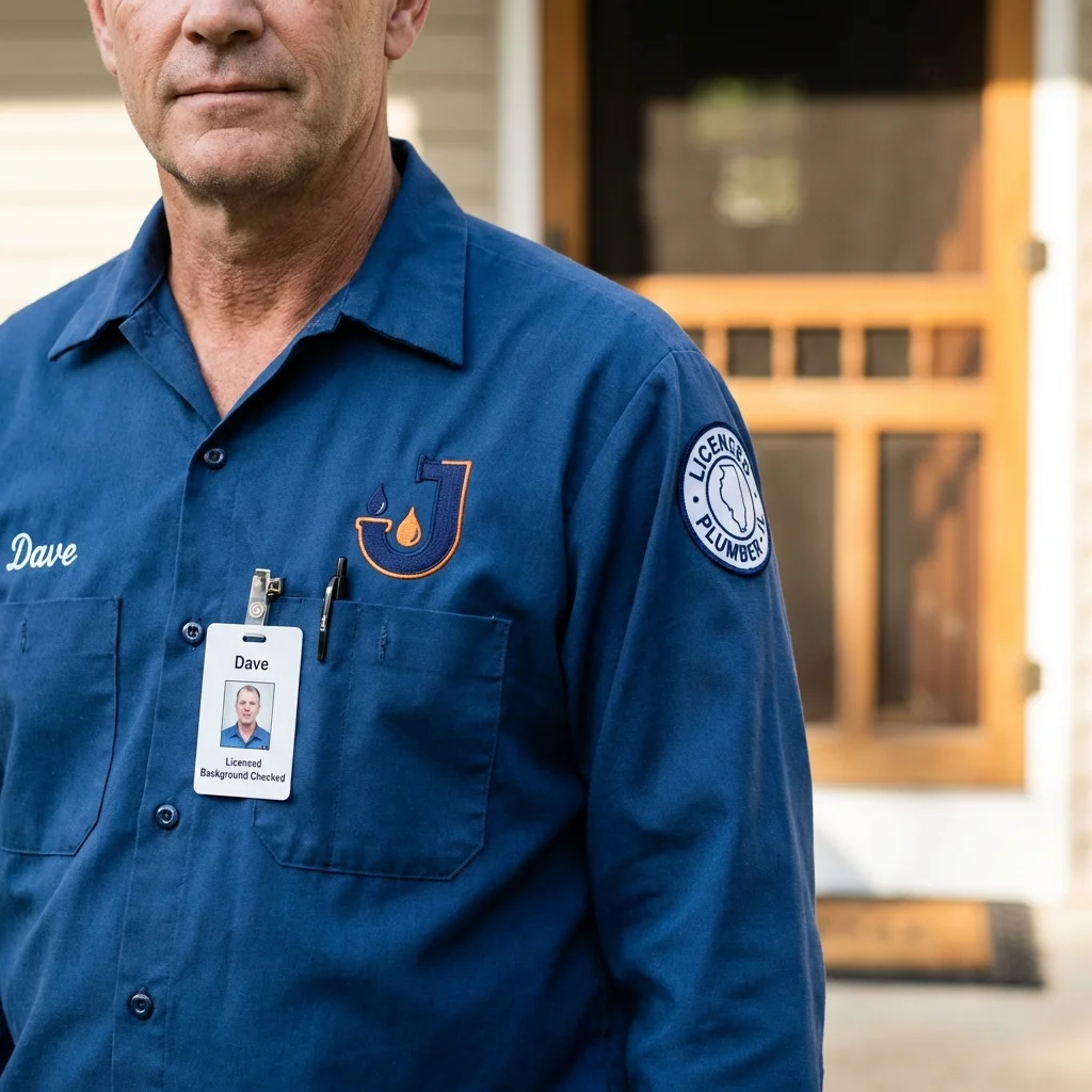 Licensed plumber showing ID badge in Northumberland, PA