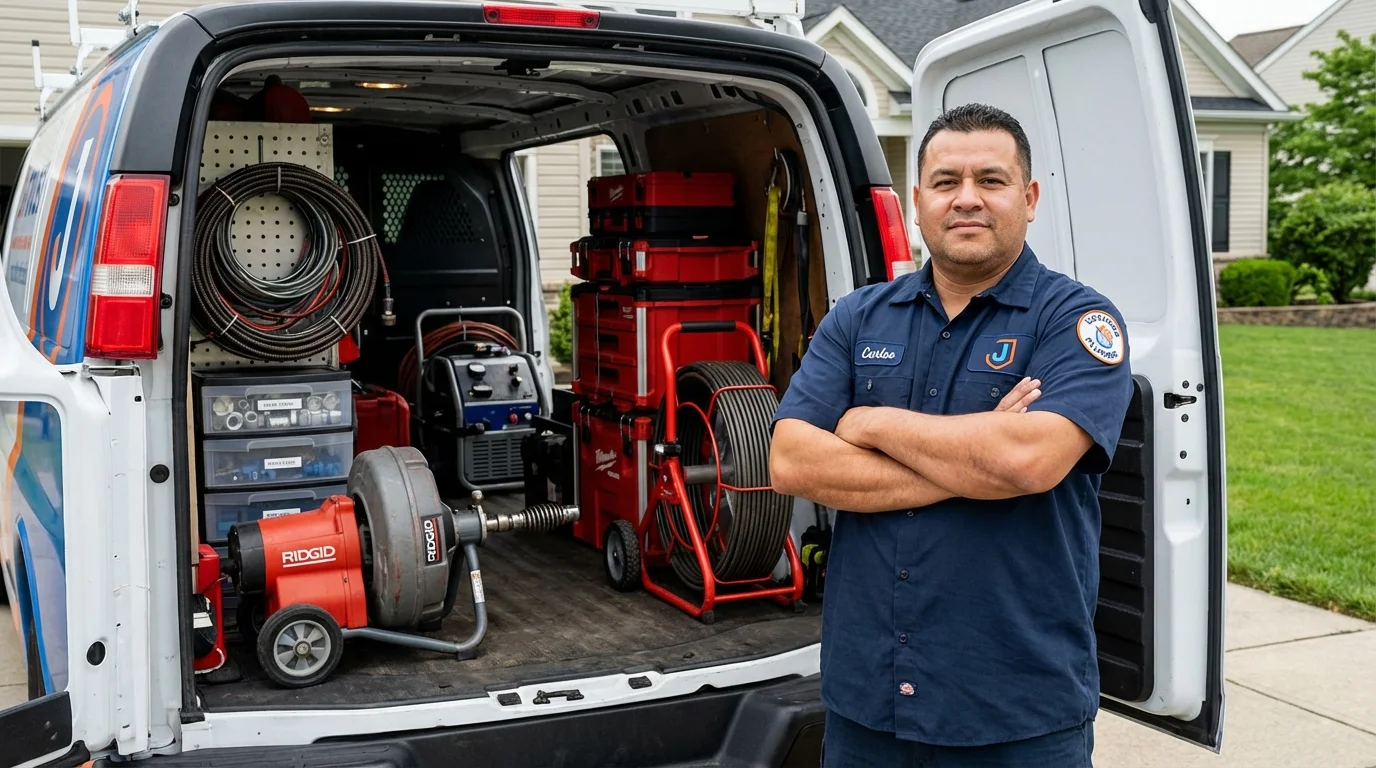 Professional drain cleaning equipment and Johns Plumbing LLC plumber in Northumberland