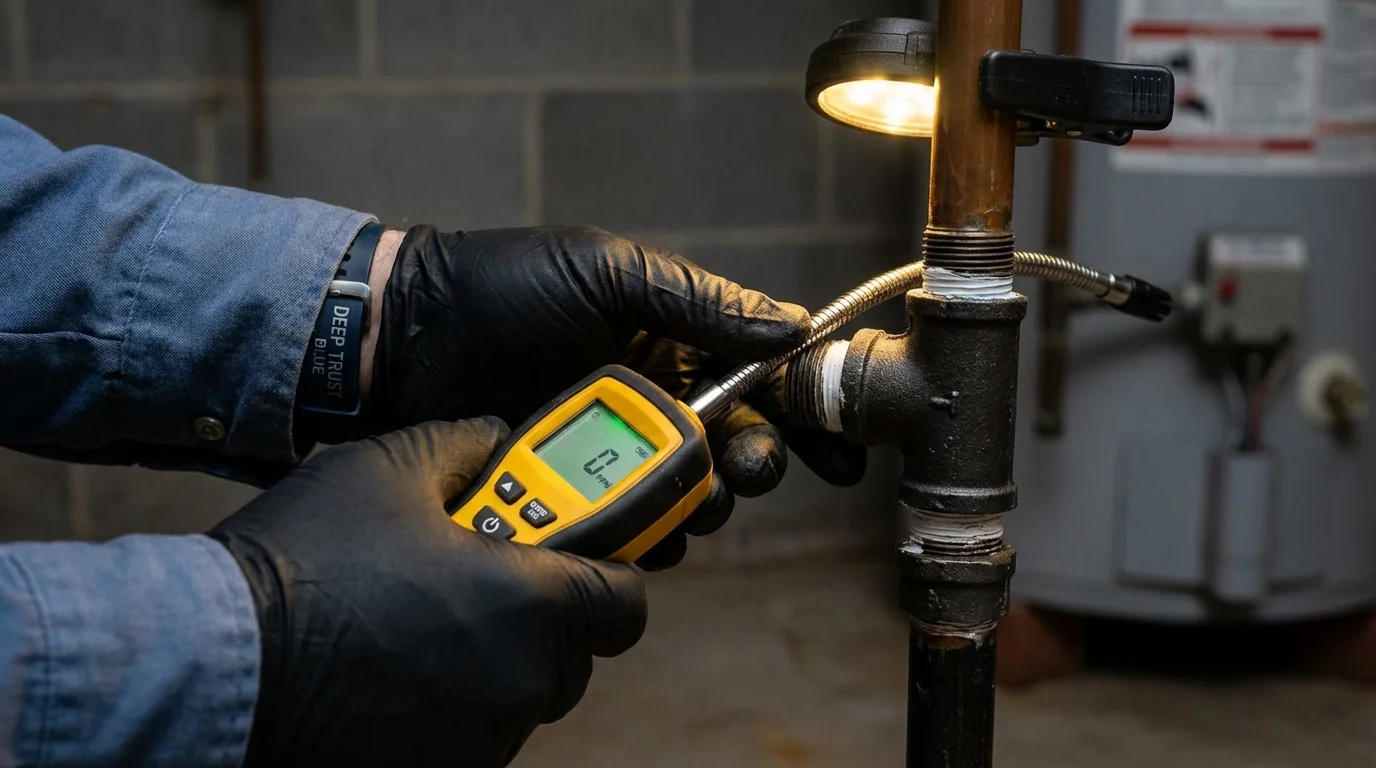 Gas leak detection with electronic sniffer by Johns Plumbing LLC in Northumberland