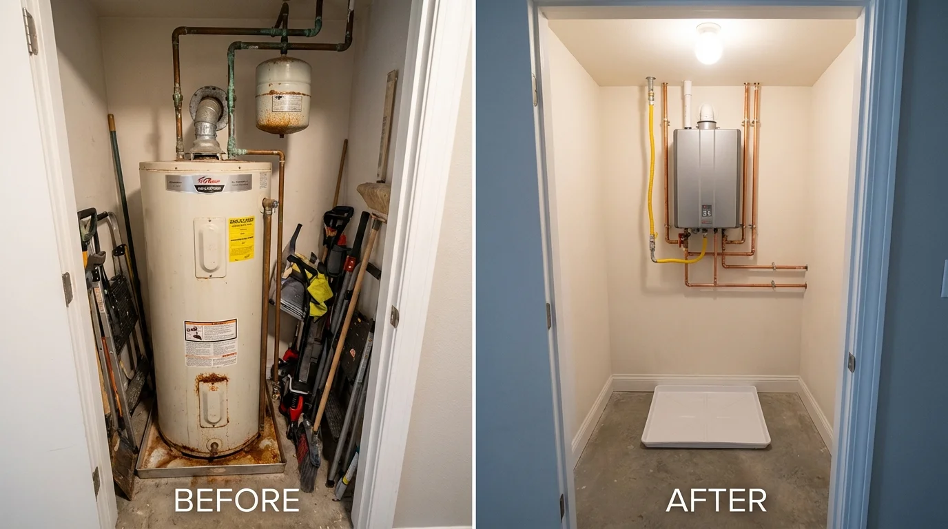 Tank water heater versus wall-mounted tankless unit comparison for Northumberland, PA homeowners